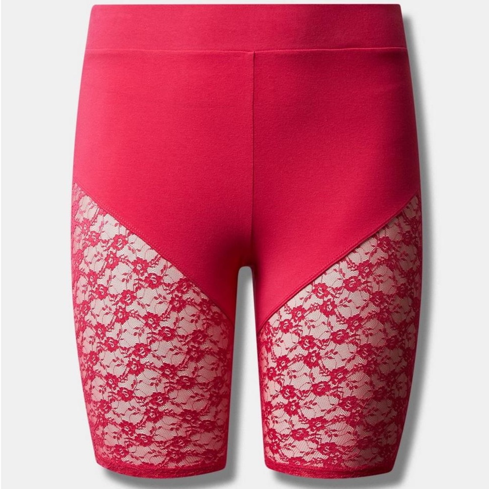 9 Inch Signature Waist Lace Inset Bike Short Torrid(Pink Peacock)